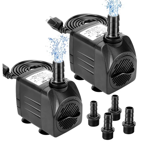 GROWNEER 2 Packs 550GPH Submersible Pump 30W Ultra Quiet Fountain Water Pump, 2000L/H, with 7.2ft High Lift, 3 Nozzles for Aquarium, Fish Tank, Pond, Hydroponics, Statuary