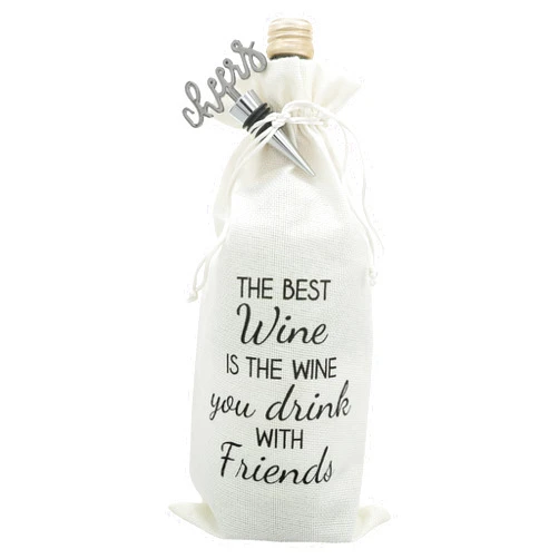 Pavilion Gift Company Drink with Friends-13 Wine Gift Bag Set, 13
