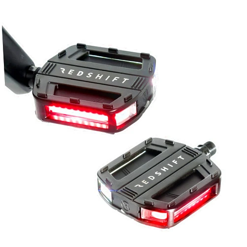 REDSHIFT ARCLIGHT Bicycle Pedals with LED Lights, Auto On-Off, 36+ hr Battery, USB Rechargeable, Waterproof, Flat Aluminum Bike Pedal with 9/16in Steel Spindle, for Ebike, City, Commuter, Hybrid, Road