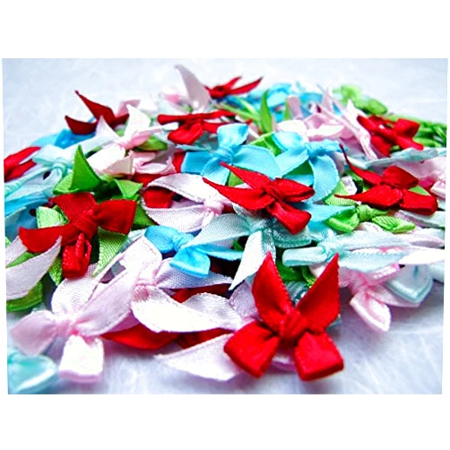 Thaigood4you 100 Mixed Satin Ribbon Bows Mini Embellishment Craft Artificial Applique Wedding