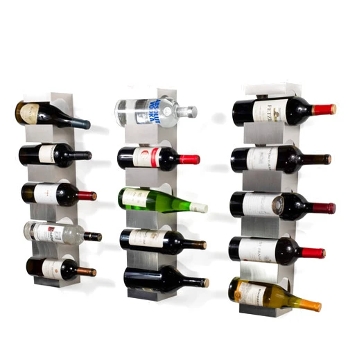 brightmaison Alex Wine Rack Wall Mounted, Wine Bottle Holder for 15 Bottles, Kitchen Organization Stainless Steel Set of 3