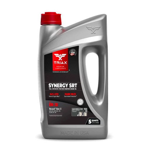 TRIAX Synergy SRT 0W-30 - Full Synthetic, Friction Modified Engine Oil - 20K Miles, API SP Licensed, 3x Wear Protection - Nano Boron and Moly Friction Modified (5 Quart Jug)