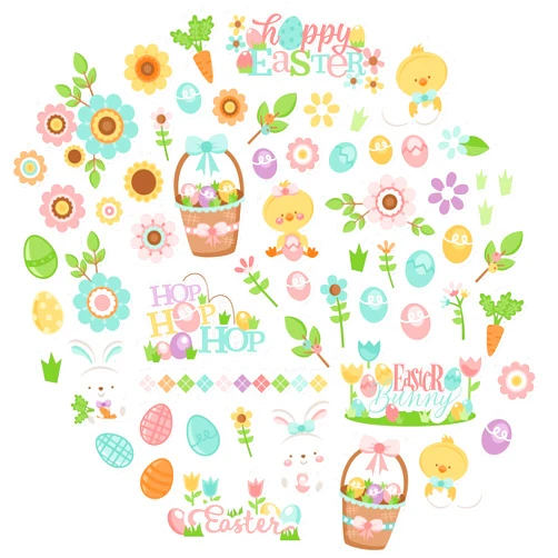 Miss Kate Cuttables Paper Die Cuts - Easter Fun - Over 60 Cardstock Scrapbook Die Cuts - by Miss Kate Cuttables