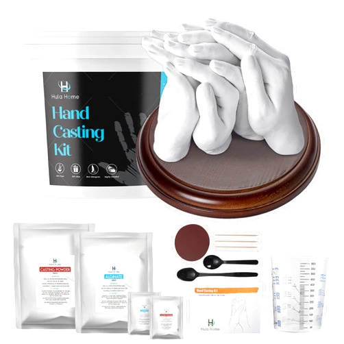 Hula Home XL DIY Hands Casting Kit for Up to 6 People (Adults and Childrens) | Includes Wood Base | Statue Molding Kit | Hand Mold Keepsake Sculpture Kit for Birthday, Wedding, Anniversary