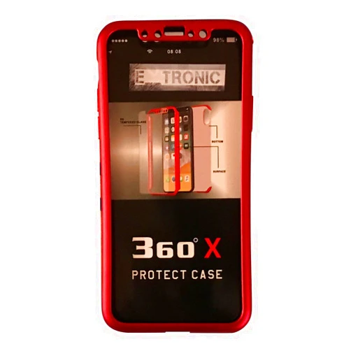 E Tronic Edge iPhone X 360 Case by E-Tronic, Water Resistant, 360 Protection, Clean Professional Look, 100% Shockproof Cover with Matte Finish. Available in 3 Exquisite Colors (Red, Purple & Brown) (Red)