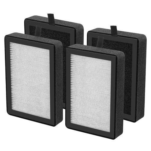 ISingo 4 Pack LV-H128 Replacement Filter Compatible with LEVOIT LV-H128 / PUURVSAS (HM669A) / ROVACS (RV60) Air Purifiers, 3-IN-1 Filter for LV-H128-RF Replacement Filter