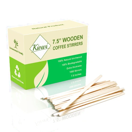 Kivwi Coffee Stirrers Sticks, Natural Birch Wood 1000 Count, 7.5