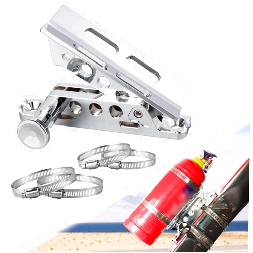 KOLEMO Chrome Quick Release Roll Bar Fire Extinguisher Mount Compatible with for Jeep Wrangler Ford Bronco Sport UTV Polaris RZR Ranger Camper Van with Pillar Fire Extinguisher Holder Bracket
