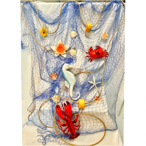 Generic 20 ft x 8 f t Blue Natural Fishing Net Décor with Lobster, Crab, Seahorse, Seashells and Starfish Beach Theme Décor for Party Home Bedroom Wall Hanging Fish Net Decorations