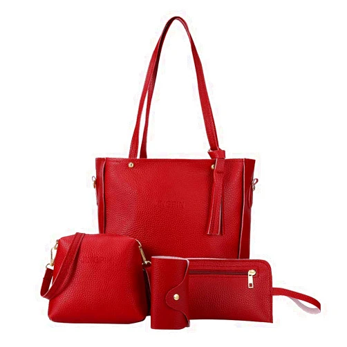 Futezty Beach Tote Bag 4 Packet Leather Solid Color Handbags Shoulder Bags Crossbody Hobo Bags Card Purse Work Travel Essential M