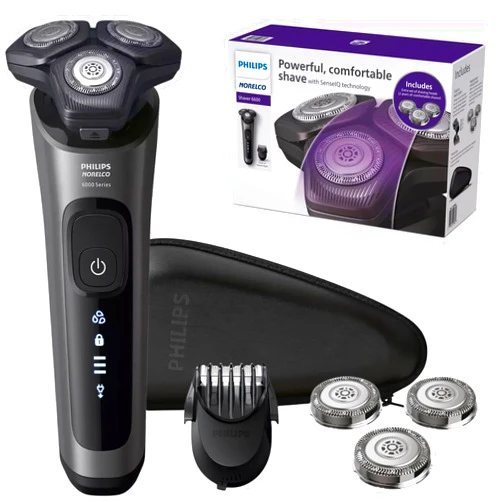 PHILIPS Electric Shavers for Men, Rechargeable Wet/Dry Electric Shaver with SenseIQ Technology, Cordless Electric Razors for Men with Pop-up Trimmer, Travel Case