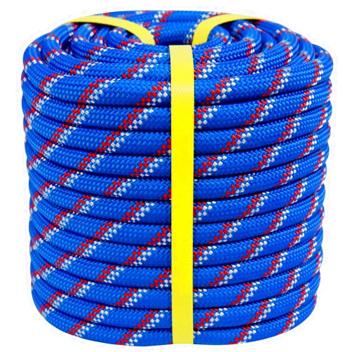 CRAYZA Double Braided Arborist Rigging Rope (1/2 in x 100 ft) Strong Polyester Rope 48 Strands for Tree Work Pulling Swing Sailing, Blue/White/Red