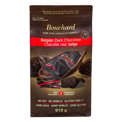Bouchard Premium Belgian Dark Chocolate with 72% Cacao | Individually Wrapped Pieces (2 LB) (CAN)