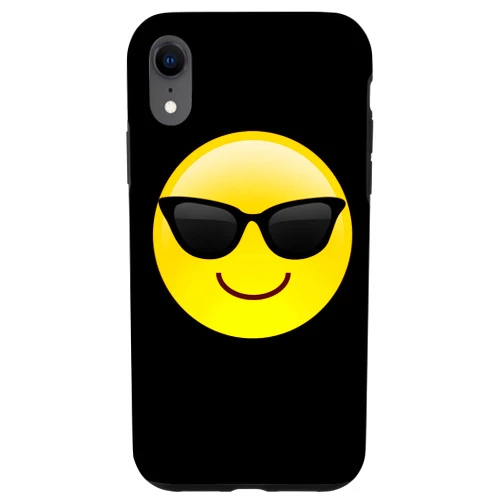 Summer Sizzle Happy Fun Times Apparel iPhone XR Happy Smile Smiling Face with Stylish Shades - Cool Summer Case