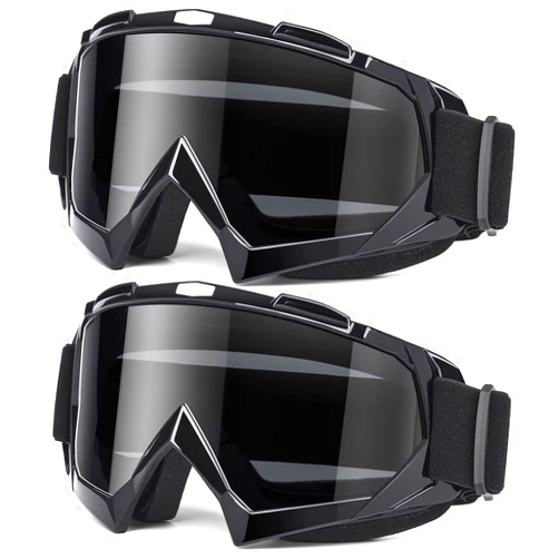 MAMBAOUT Adult Dirt Bike Goggles, 2-Pack ATV Motorcycle Goggles for Men & Women, Wide Vision Riding Off-Road Goggles