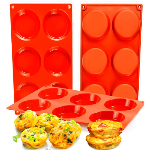 Palksky Silicone Egg Molds for Oven Baking, 3 Pcs 6-Cavity Silicone Egg Bite Molds for Breakfast Sandwiches, Non-Stick 3