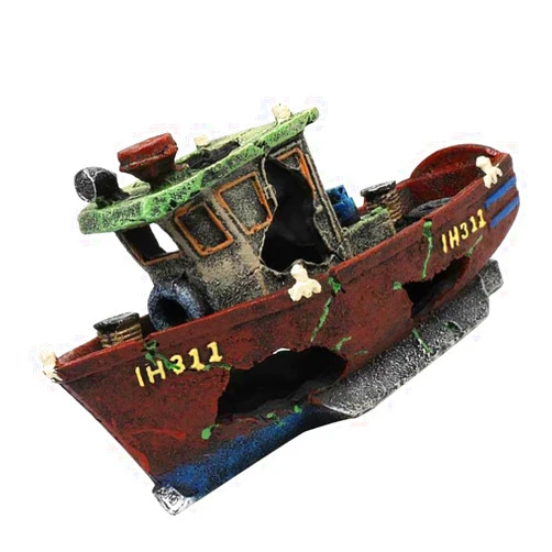 BUGUUYO 1pc Crafts Shipwreck Artificial Decorations Fish Tank Ornament Fish Aquarium Decoration Decorate Pirate Fish Tank Aquarium Fish Tank Craft Fishing Boat Hideout House
