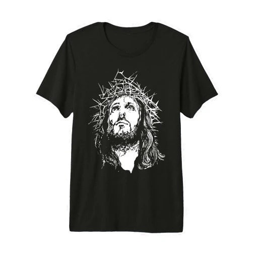 Face Of Jesus On A Cross With Crown Of Thorns Image Face of Jesus On A Cross with Crown of Thorns Premium Tri-Blend T-Shirt