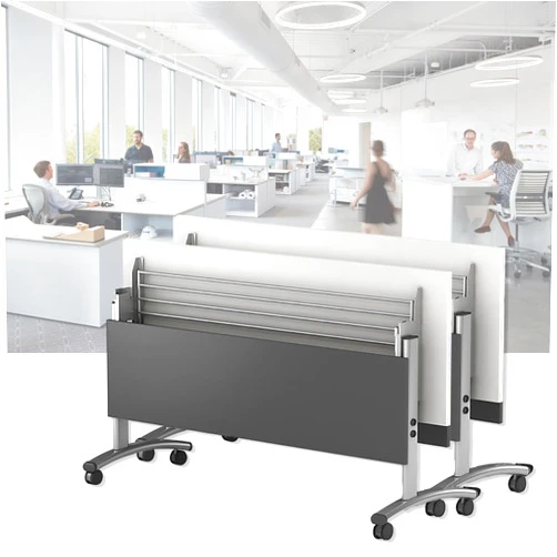 Schmaly Conference Table, Foldable Flip Top Mobile Training Table Narrow Meeting Table with Modesty and Locking Casters for Home or Office, Ready to Unfold and Use (2 Pack 140 * 40 * 75cm)
