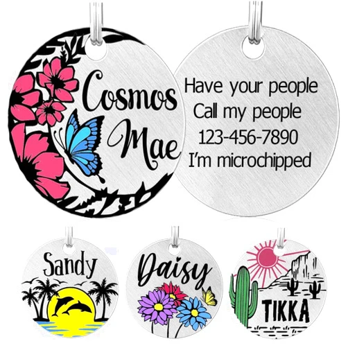 MYXGY Colorful Dog Tags Personalized, Engraved Dog Tags with Colored Printing for Pets, Dog Name tag with deep Engraving, Custom pet ID Tags, Customizable cat Collar Holder tag (Cosmos)