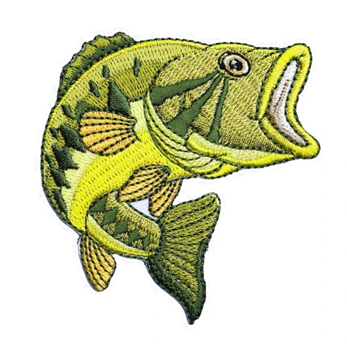 ClickEmb Bass Fish Embroidered Iron on Patches for Jackets Sweatshirts Hats T-Shirt Backpack Camping Animal