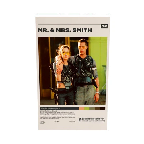 JACRAVAL Mr. & Mrs. Smith Movie Posters Canvas Poster Wall Art Decor Print Picture Paintings for Living Room Bedroom Decoration Unframe:12x18inch(30x45cm)