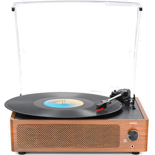 WOCKODER Vintage Record Players for Vinyl with Speakers Belt-Driven Retro Turntable for Vinyl Records Support 3-Speed, Bluetooth Playback, AUX-in, Headphone, RCA All-in-on LP Vinyl Players Brown