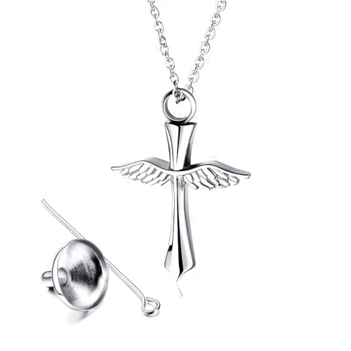 Sifity Urn Necklace for Ashes, Cremation Cross Hollow Memorial Amulet Pendant Keepsake Jewelry Urn Men, Women