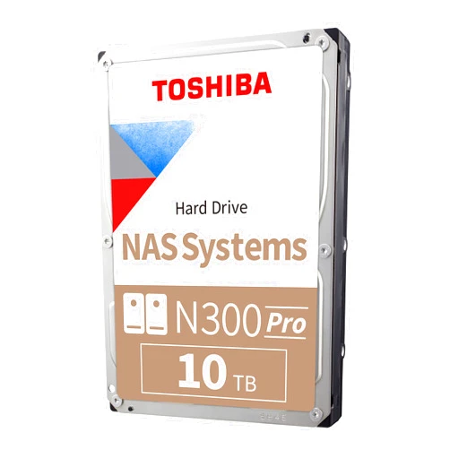 Toshiba N300 PRO 10TB Large-Sized Business NAS (up to 24 bays) 3.5-Inch Internal Hard Drive - Up to 300 TB/year Workload Rate CMR SATA 6 GB/s 7200 RPM 512 MB Cache - HDWG51AXZSTB