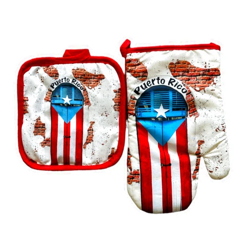 XANDER T Kitchen 2 pc Set Oven mitt & Pot Holder - Door San Juan Puerto Rico