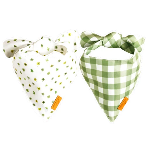Remy+Roo Small Dog Bandanas - 2 Pack Lucky Set | Premium Durable Adjustable Polyester Fabric | Patented Shape Boy & Girl Dog Bandanas | Pack of Bandanas for Dogs