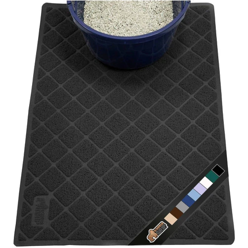 Gorilla Grip The Original Gorilla Grip Water Resistant Cat Litter Box Trapping Mat, Easy Clean, Textured Backing, Traps Mess for Cleaner Floors, Less Waste, Stays in Place for Cats, Soft on Paws, 24x17 Black