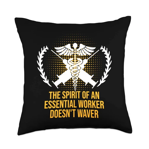 Frontline Worker Inspirational Medical Staff Spirit of an Essential Worker Frontliner Motivational Quote Throw Pillow, 18x18, Multicolor