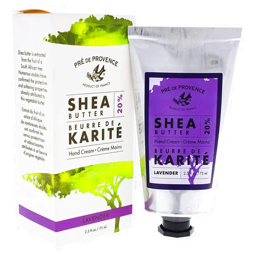 Pre de Provence 20% Natural Shea Butter Hand Cream, For Repairing, Soothing, & Moisturizing Dry Skin - Lavender (2.5 oz)