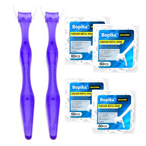 Bopika Dental Floss, Extra Strength Floss with 2 Dental Floss Handles and 240 flosser Refill Heads
