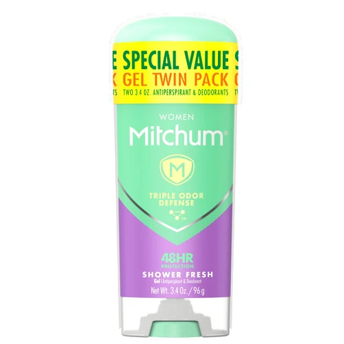 Mitchum Women's Deodorant, Antiperspirant Stick, Triple Odor Defense Gel, 48 Hr Protection, Shower Fresh, 3.4 Oz (Pack of 2)