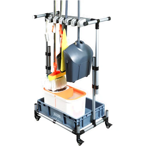JGLDG Freestanding Mobile Cleaning Tool Storage Rack, Mop and Broom Holder (M2)