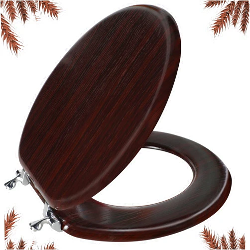 Angol Shiold Round Toilet Seat Molded Wood Toilet Seat with Zinc Alloy Hinges, Easy to Install also Easy to Clean, Anti-pinch Wooden Toilet Seat by Angol Shiold (Round, Dark Brown)