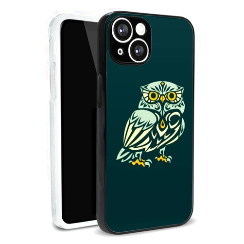 GRAPHICS & MORE Wise White Tribal Owl Protective Slim Fit Plastic Bumper Case Fits Apple iPhone 15
