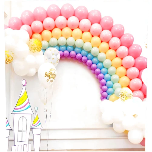 MGupzao 296PCS Rainbow Balloons Arch Garland Kit Macaron 7 Colors Latex Colorful Balloons and Confetti Balloons for Baby Shower Boy Girl Children Kids Birthday Gender Reveal Party Wedding Decorations