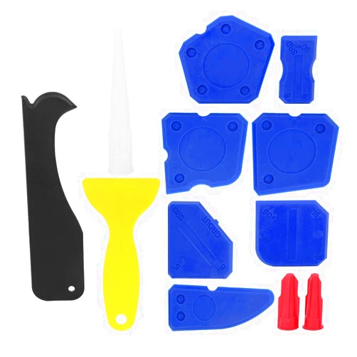 Hilitand Silicone Caulking Tools, Plastic Sealant Spreader Caulking Scraper Glass Glue Finishing Tool Kit for Bathroom Kitchen Sealing Hand Caulk Remover