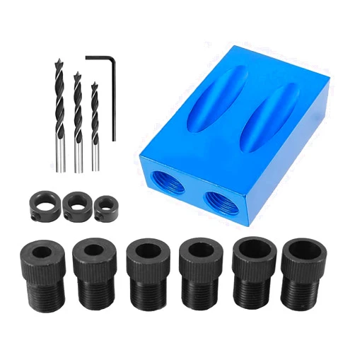 Auto-plaza Pocket Hole Jig Dowel Drill Joinery Kit Carpenters Wood Woodwork Guides Joint Angle Tool Carpentry Locator Craft DIY Woodworking Wood 14Pcs