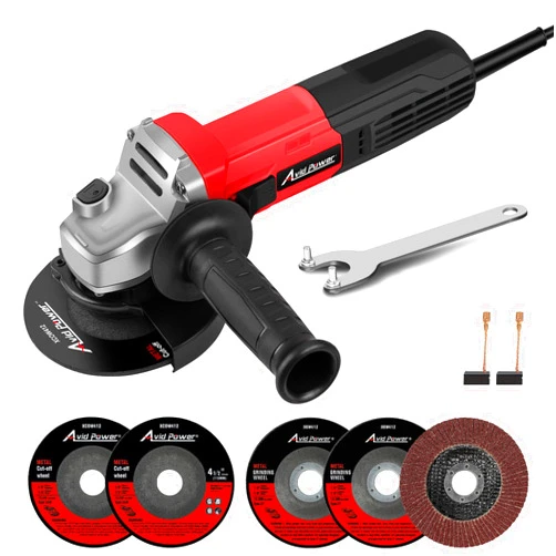 AVID POWER Angle Grinder, 7.5-Amp 4-1/2 inch Electric Grinder Power Tools with Grinding and Cutting Wheels, Flap Disc and Auxiliary Handle for Cutting, Grinding, Polishing and Rust Removal - Red