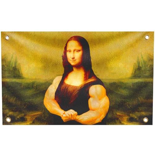LUIVU Mona Lisa Funny Flag 3x5 Ft - Durable Man Cave Wall Polyester Flags with 4 Brass Grommets - College Dorm Room Decor Tapestry - Mem Single Sided Flag for Indoor and Outdoor - Party Posters for Holliday