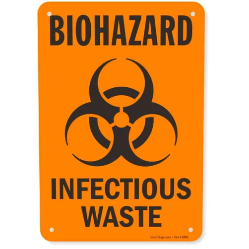 SmartSign 10 x 7 inch “Biohazard - Infectious Waste” Sign with Symbol, Digital Printing, 55 mil HDPE Plastic, Black and Orange