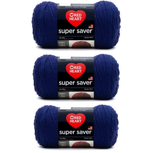 Red Heart Super Saver Soft Navy Yarn - 3 Pack of 7oz/198g - Acrylic - 4 Medium (Worsted) - 364 Yards - Knitting/Crochet