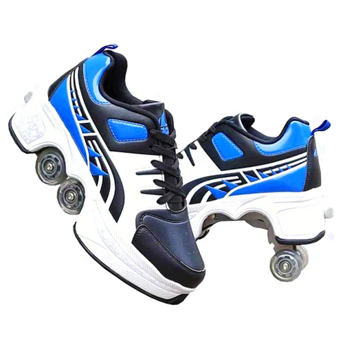 LDRFSE Double-Row Deform Wheel Automatic Walking Shoes Invisible Deformation Roller Skate 2 in 1 Male and Female Skating Shoes Multifunctional Outdoor Walking Sneakers