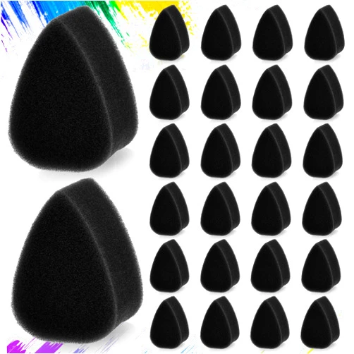 Yinkin 24 Pcs Face Paint Sponge Petal Face Painting Oval Sponges High Density Face Painting Supplies for Kids Adults Art Work Halloween Makeup Body Paint(Black)