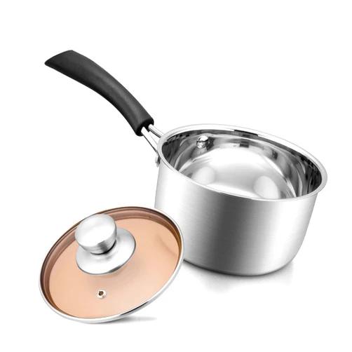 Joyfair 2 Quart Saucepan, 18/10 Stainless Steel Small Sauce Pan Milk Pot with Glass Lid, For Cooking Boiling Stewing, Heavy Gauge Metal with Ergonomic Bakelite Handle, Easy Cleaning & Dishwasher Safe