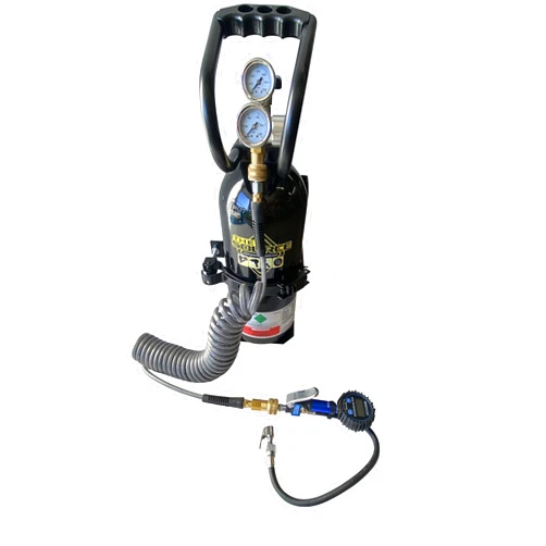 Preece Precision 10 lb Co2 Carbon Dioxide Cylinder, High Flow 250 PSI Co2 Regulator, Protective Handle, Vehicle Cylinder Mount Bracket, 300PSI Tire Inflator and Hose, Digital Inflating Off Road Tire System